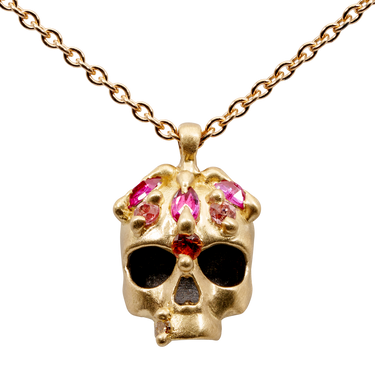 Pink Enchanted City Skull Necklace - Made to Order